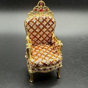 Elegant Gold and Red Miniature Chair Trinket Box